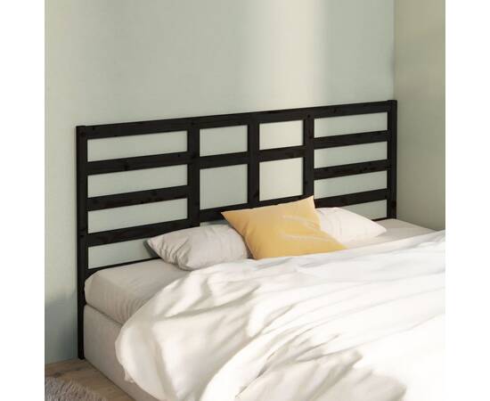 Tăblie de pat, negru, 186x4x104 cm, lemn masiv de pin, 3 image