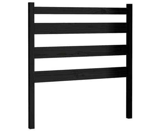 Tăblie de pat, negru, 81x4x100 cm, lemn masiv de pin, 2 image