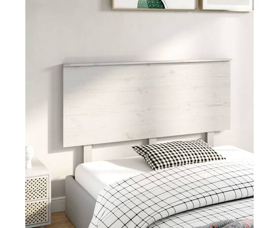 Tăblie de pat, alb, 139x6x82,5 cm, lemn masiv de pin, 4 image