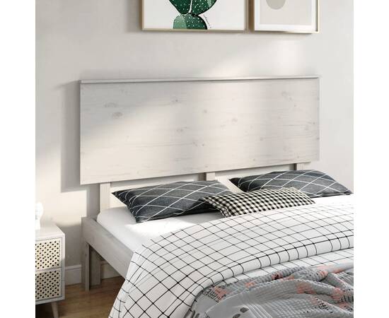 Tăblie de pat, alb, 164x6x82,5 cm, lemn masiv de pin