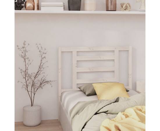 Tăblie de pat, alb, 96x4x100 cm, lemn masiv de pin, 4 image