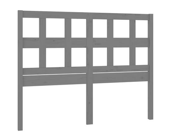 Tăblie de pat, gri, 125,5x4x100 cm, lemn masiv de pin, 2 image