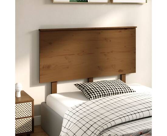 Tăblie de pat, maro miere, 124x6x82,5 cm, lemn masiv de pin, 4 image