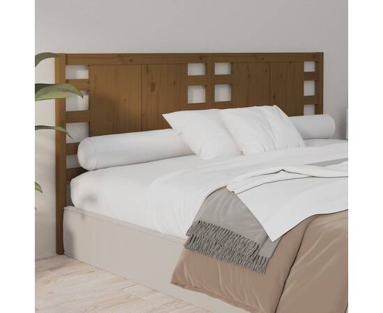 Tăblie de pat, maro miere, 126x4x100 cm, lemn masiv de pin, 5 image