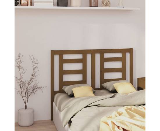 Tăblie de pat, maro miere, 141x4x100 cm, lemn masiv de pin, 4 image