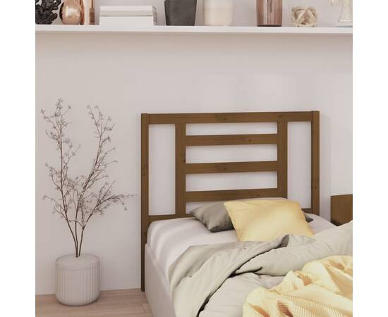 Tăblie de pat, maro miere, 96x4x100 cm, lemn masiv de pin, 4 image