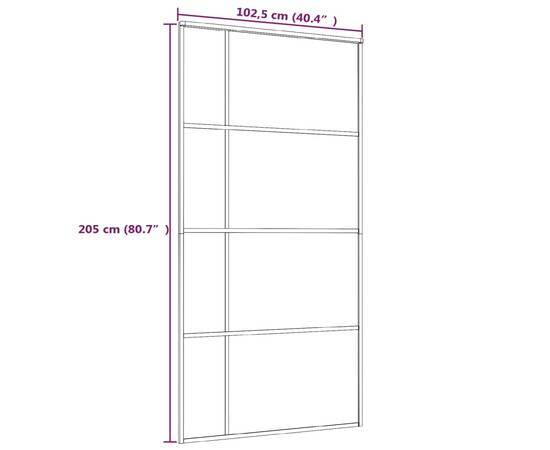 Ușă glisantă, alb, 102,5x205 cm, sticlă esg și aluminiu, 5 image