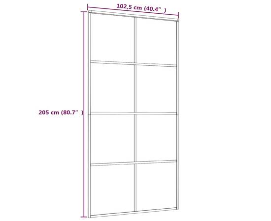 Ușă glisantă, alb, 102,5x205 cm, sticlă mată esg și aluminiu, 5 image