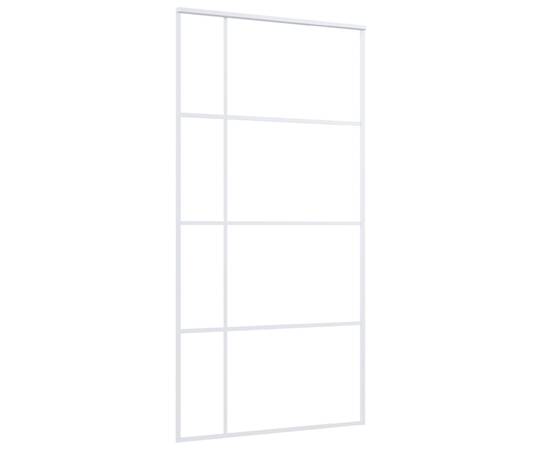 Ușă glisantă, alb, 102,5x205 cm, sticlă mată esg și aluminiu, 2 image