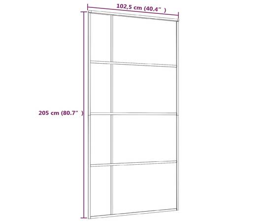 Ușă glisantă, alb, 102,5x205 cm, sticlă mată esg și aluminiu, 5 image