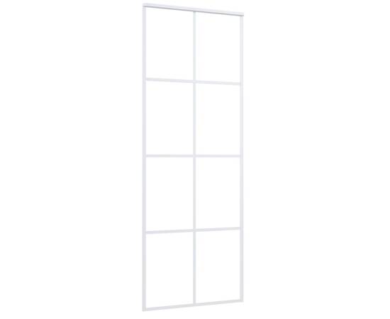 Ușă glisantă, alb, 76x205 cm, sticlă mată esg și aluminiu, 3 image