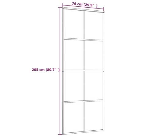 Ușă glisantă, alb, 76x205 cm, sticlă mată esg și aluminiu, 5 image