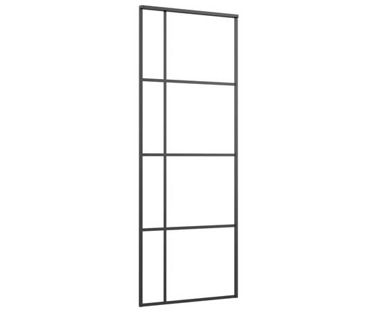 Ușă glisantă, negru, 76x205 cm, sticlă esg și aluminiu, 2 image