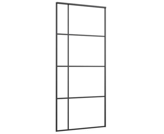 Ușă glisantă, negru, 90x205 cm, sticlă esg mată și aluminiu, 2 image