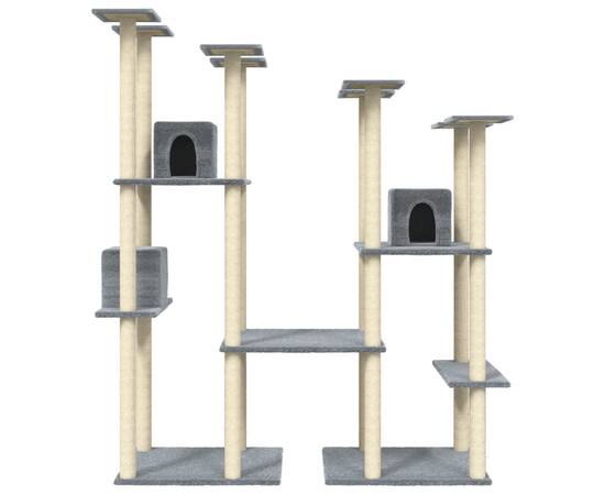 Ansamblu pisici, stâlpi din funie sisal, gri deschis, 174 cm, 4 image