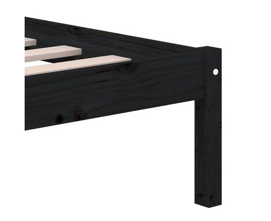 Cadru de pat, negru, 140x190 cm, lemn masiv de pin, 6 image