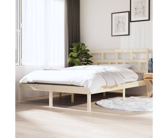 Cadru de pat mic dublu 4ft, 120x190 cm, lemn masiv
