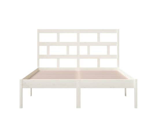 Cadru pat, alb, 140x200 cm, lemn masiv de pin, 4 image