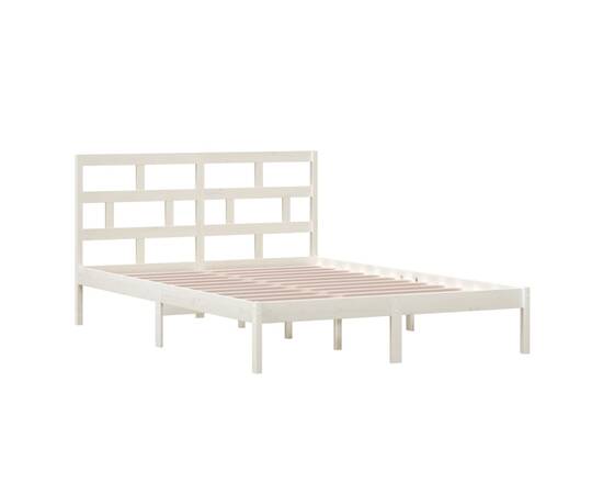 Cadru pat, alb, 140x200 cm, lemn masiv de pin, 3 image