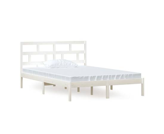 Cadru pat, alb, 140x200 cm, lemn masiv de pin, 2 image