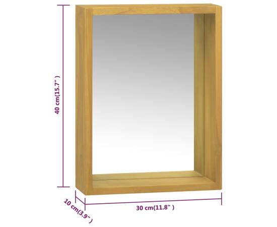 Dulap cu oglindă, 30x10x40 cm, lemn masiv de tec, 8 image