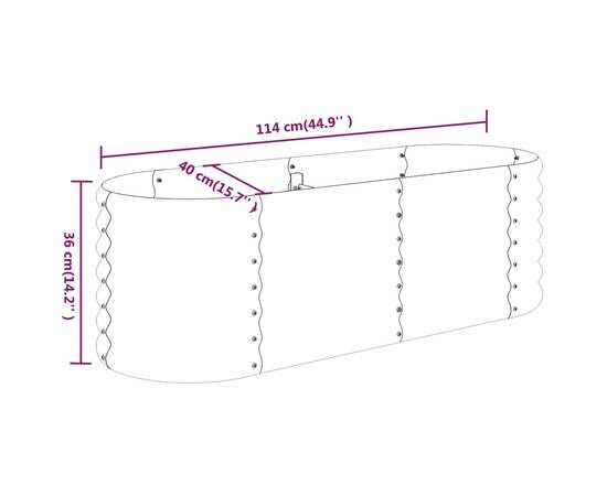 Jardinieră argintiu 114x40x36 cm oțel vopsit electrostatic, 6 image