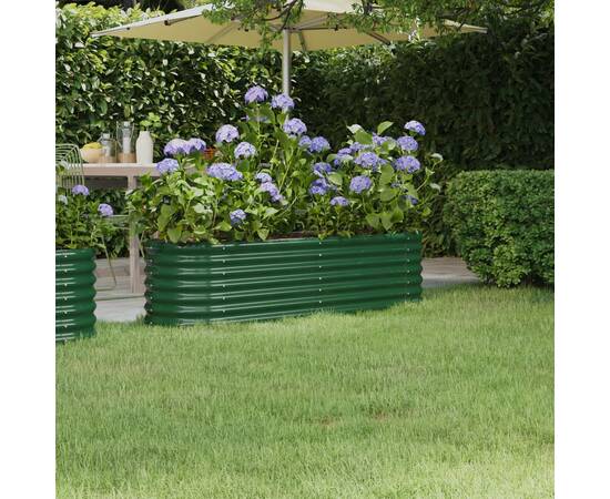 Jardinieră grădină verde 152x40x36 cm oțel vopsit electrostatic