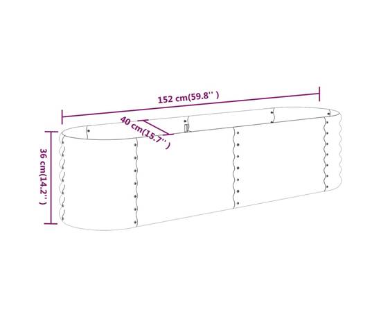 Jardinieră grădină verde 152x40x36 cm oțel vopsit electrostatic, 6 image