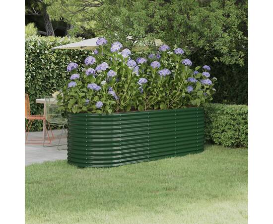 Jardinieră grădină verde 224x80x68 cm oțel vopsit electrostatic