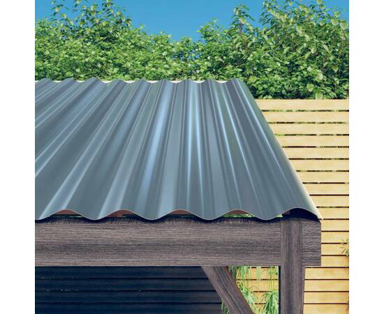 Panouri de acoperiș, 12 buc., oțel vopsit, gri, 100x36 cm