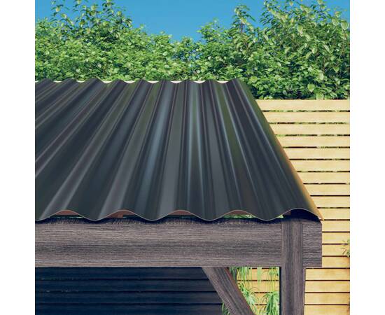 Panouri de acoperiș 12 buc. oțel vopsit antracit 100x36 cm