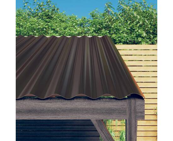 Panouri de acoperiș 12 buc. oțel vopsit maro 100x36 cm