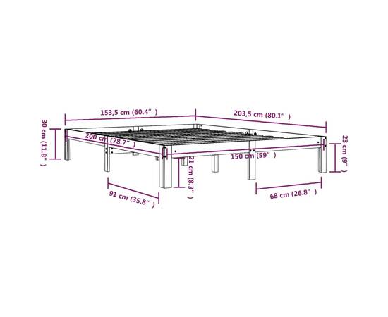 Cadru de pat king size 5ft, 150x200 cm, lemn masiv, 8 image