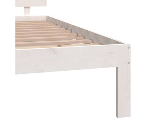 Cadru de pat king size 5ft, alb, 150x200 cm, lemn masiv, 6 image