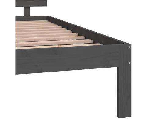 Cadru de pat king size 5ft, gri, 150x200 cm, lemn masiv, 6 image
