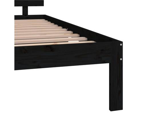Cadru de pat king size 5ft, negru, 150x200 cm, lemn masiv, 6 image