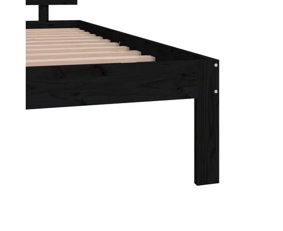 Cadru de pat mic dublu 4ft, negru, 120x190 cm, lemn masiv, 6 image