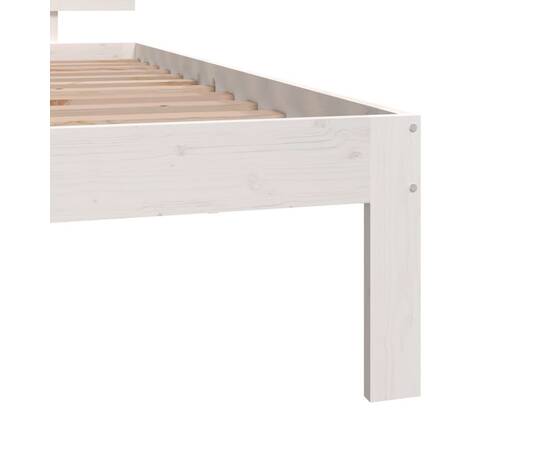 Cadru de pat mic single 2ft6, alb, 75x190 cm, lemn masiv, 6 image