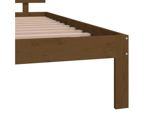 Cadru de pat small double 4ft,maro miere,120x190 cm, lemn masiv, 6 image