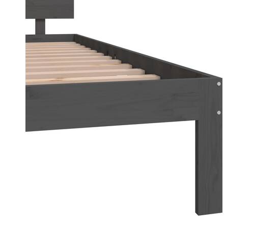 Cadru de pat super king 6ft, 180x200 cm, gri, lemn masiv pin, 6 image