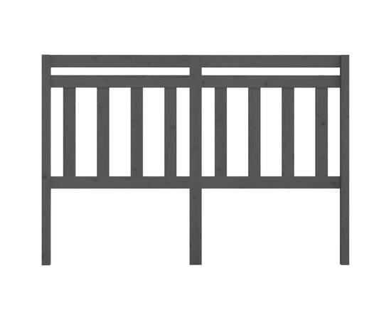 Tăblie de pat, gri, 126x4x100 cm, lemn masiv de pin, 3 image