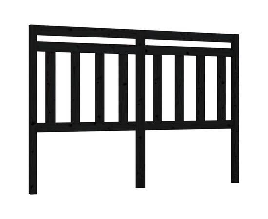 Tăblie de pat, negru, 156x4x100 cm, lemn masiv de pin, 2 image
