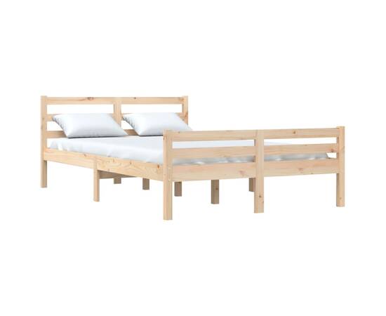 Cadru de pat, 140x190 cm, lemn masiv de pin, 3 image