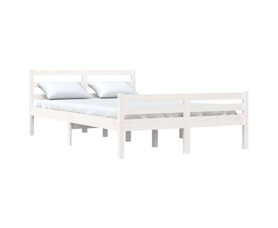 Cadru de pat, alb, 120x200 cm, lemn masiv de pin, 3 image