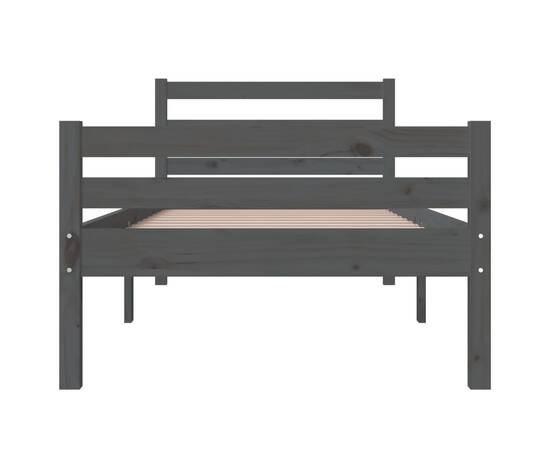 Cadru de pat, gri, 100x200 cm, lemn masiv de pin, 5 image
