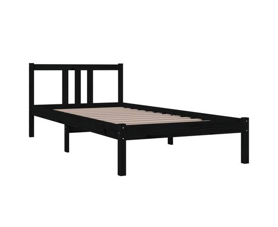 Cadru de pat, negru, 90x200 cm, lemn masiv, 3 image