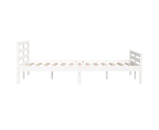Cadru de pat mic dublu 4ft, alb, 120x190 cm, lemn masiv, 6 image