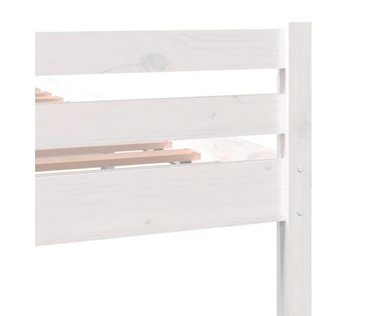 Cadru de pat mic dublu 4ft, alb, 120x190 cm, lemn masiv, 7 image