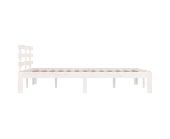 Cadru de pat mic dublu 4ft, alb, 120x190 cm, lemn masiv, 5 image