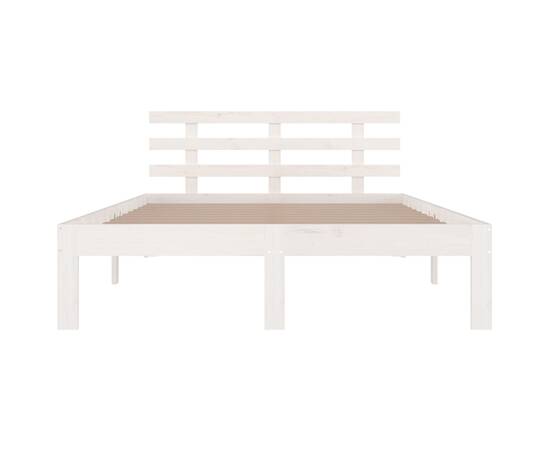 Cadru de pat mic dublu 4ft, alb, 120x190 cm, lemn masiv, 4 image